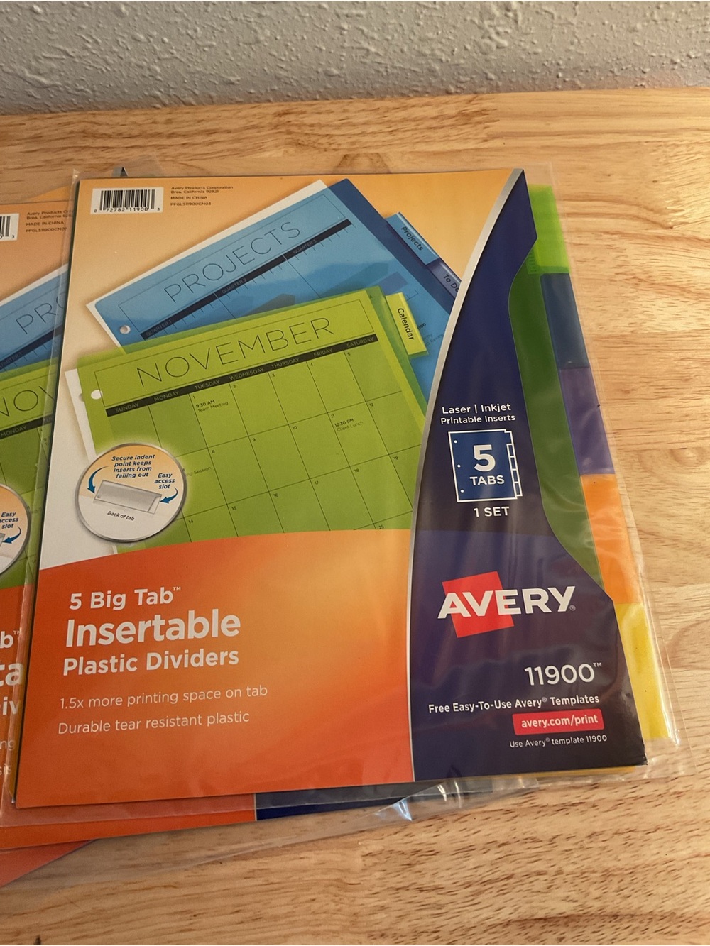 3 Pack ! Avery 5 Big Tab Insertable Plastic Dividers 11900 Lot Of 3 Packages - Picture 3 of 3
